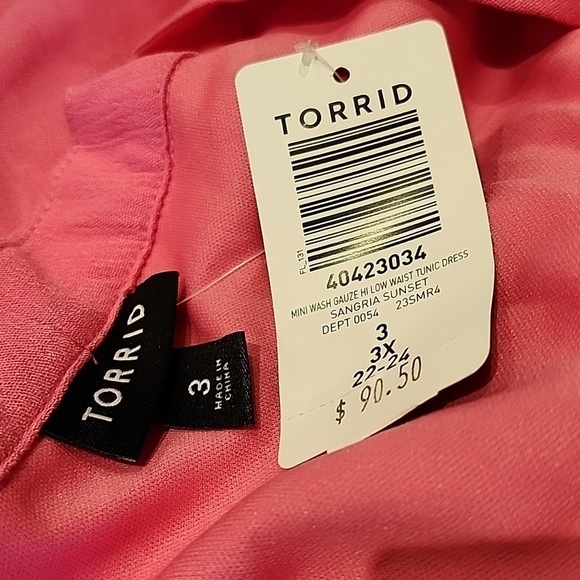 Torrid - Mini Washable Gauze Hi Low Waist Tunic Dress in Pink Sangria Su… - Picture 8 of 13